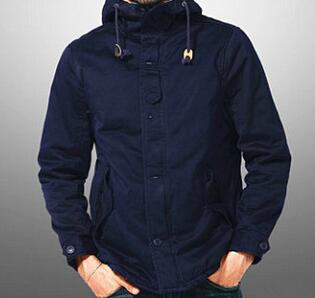 卡其/軍綠/寶藍/黑色男士連帽棉服